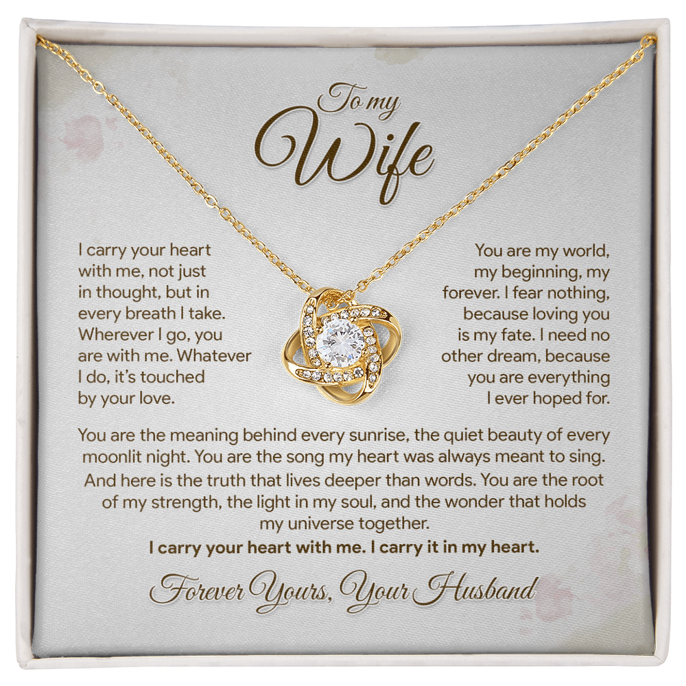 To My Wife, I Carry Your Heart With Me Necklace, Romantic Gift from Husband