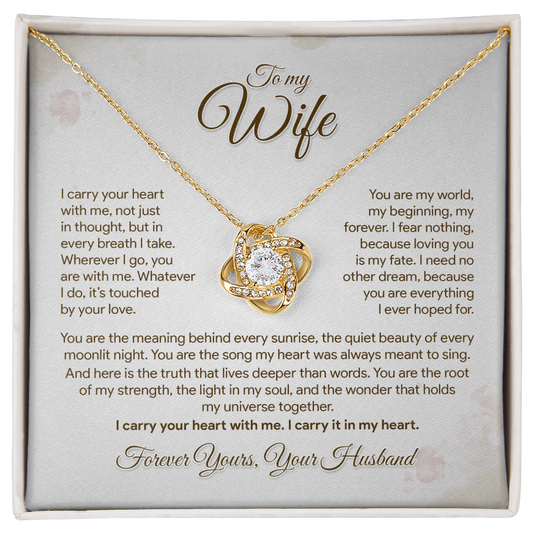 To My Wife, I Carry Your Heart With Me Necklace, Romantic Gift from Husband