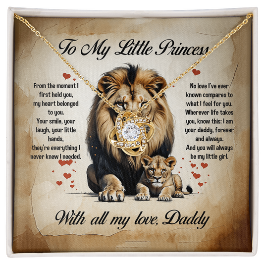 To My Little Princess, You will always be my little girl, Love Knot Necklace, Gift from Dad