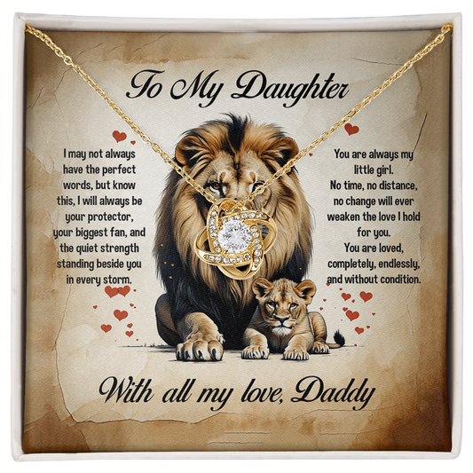 To My Daughter, You'll Always Be My Little Girl, Love Knot Necklace, Gift from Dad