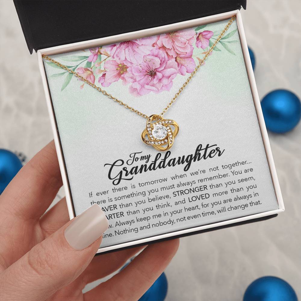 To My Granddaughter, Always Keep Me In Your Heart, Love Knot Necklace, Gift from Grandma/ Grandpa