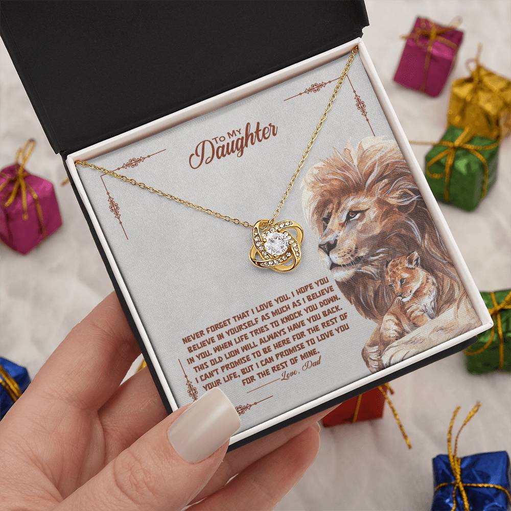 To My Daughter, I Promise To Love You For The Rest Of My Life, Love Knot Necklace, Gift from Dad