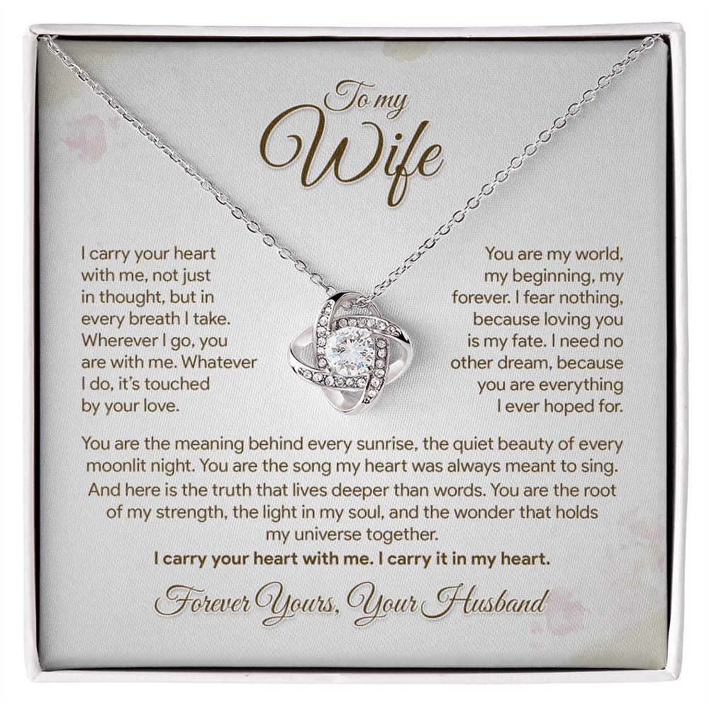 To My Wife, I Carry Your Heart With Me Necklace, Romantic Gift from Husband