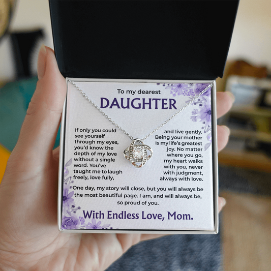 To My Dearest Daughter –My Heart Walks With You, Always With Love, Necklace, Gift from Mom