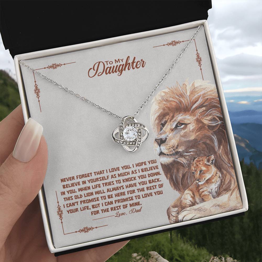 To My Daughter, I Promise To Love You For The Rest Of My Life, Love Knot Necklace, Gift from Dad