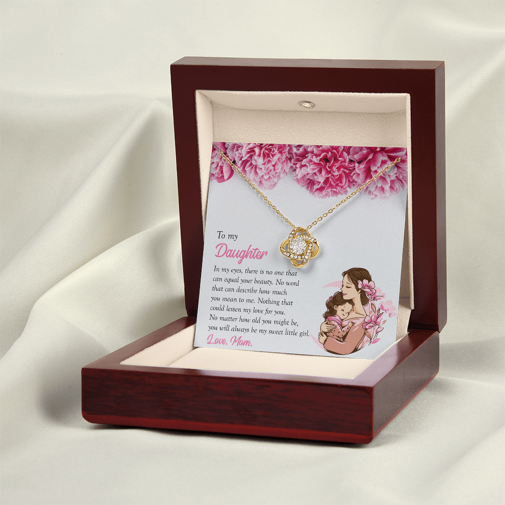 To My Daughter, You're My Sweet Little Girl, Love Knot Necklace from Mom