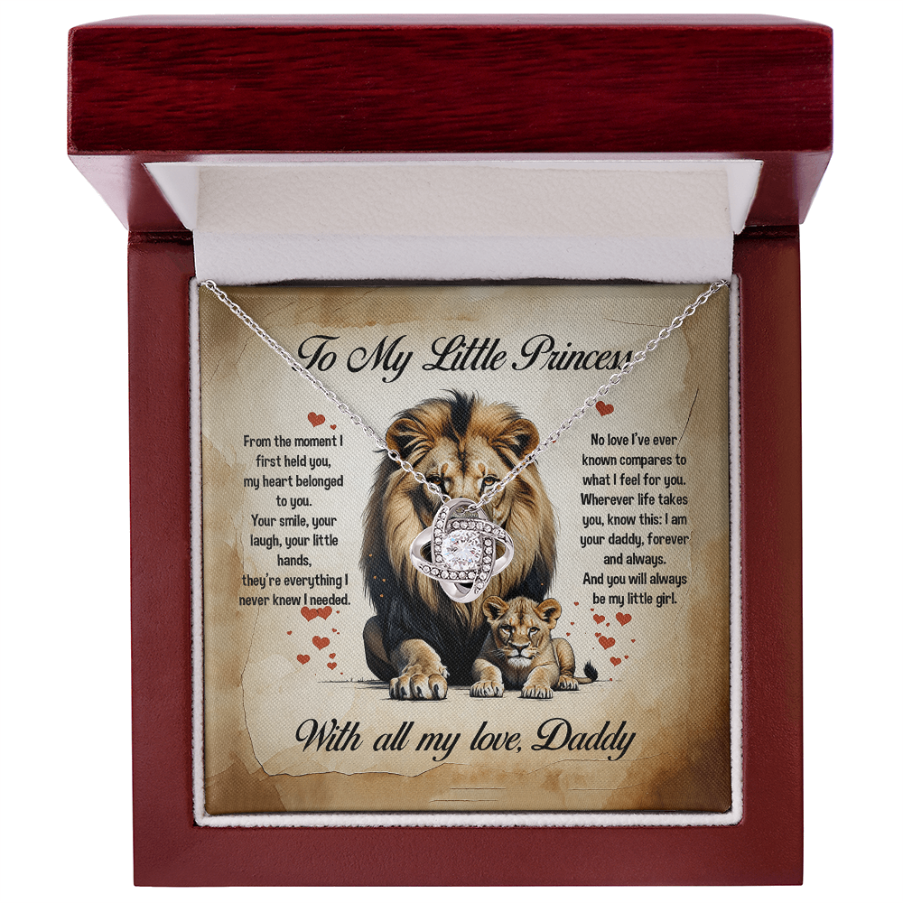 To My Little Princess, You will always be my little girl, Love Knot Necklace, Gift from Dad