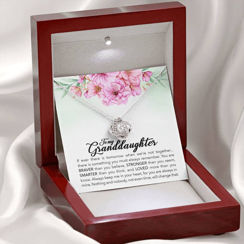 To My Granddaughter, Always Keep Me In Your Heart, Love Knot Necklace, Gift from Grandma/ Grandpa