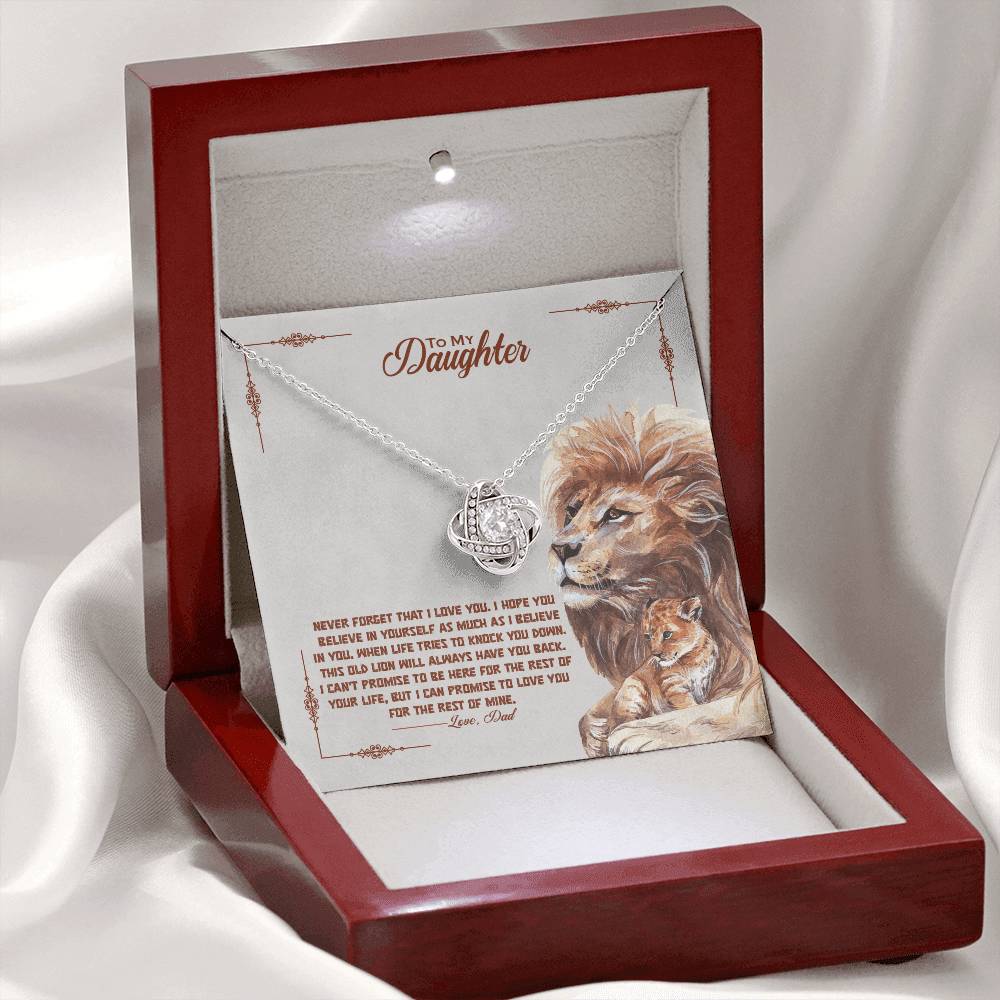 To My Daughter, I Promise To Love You For The Rest Of My Life, Love Knot Necklace, Gift from Dad