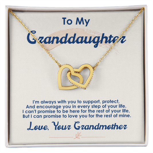 To My Granddaughter, I Love You For The Rest Of My Life, Interlocking Hearts Necklace, Gift from Grandmother
