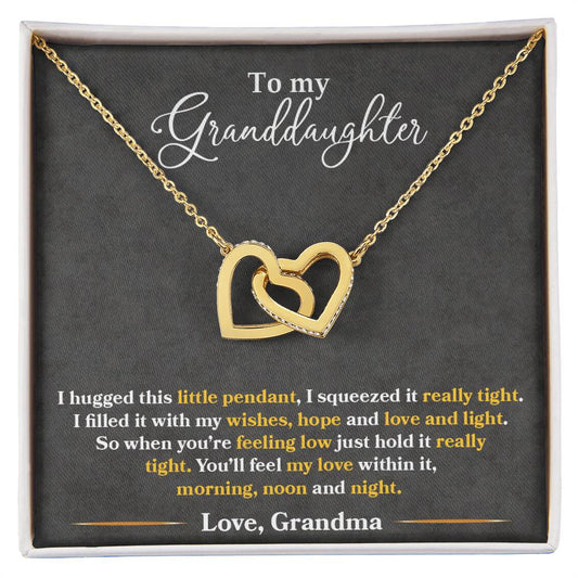 To My Granddaughter, You'll Feel My Love Within This, Interlocking Hearts Necklace, Gift from Grandma