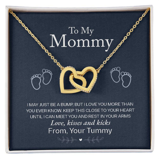To My Mommy, Love From Your Tummy, Interlocking Hearts Necklace, Pregnancy Gift