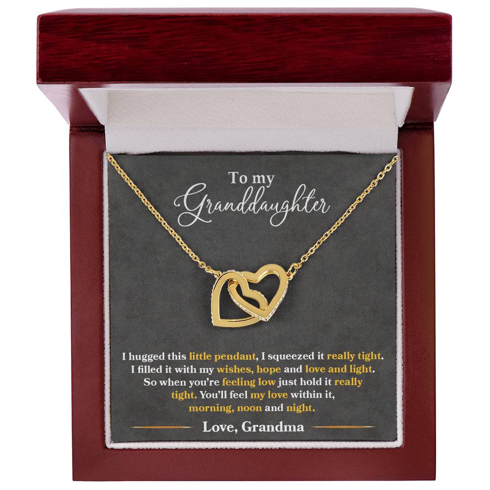 To My Granddaughter, You'll Feel My Love Within This, Interlocking Hearts Necklace, Gift from Grandma