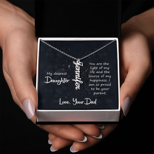 To My Daughter, “You Are the Light of My Life”, Custom Name Necklace from Dad