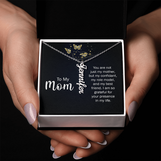 To My Mom, “You're My Confidant, Role Model & Best Friend”, Custom Name Necklace