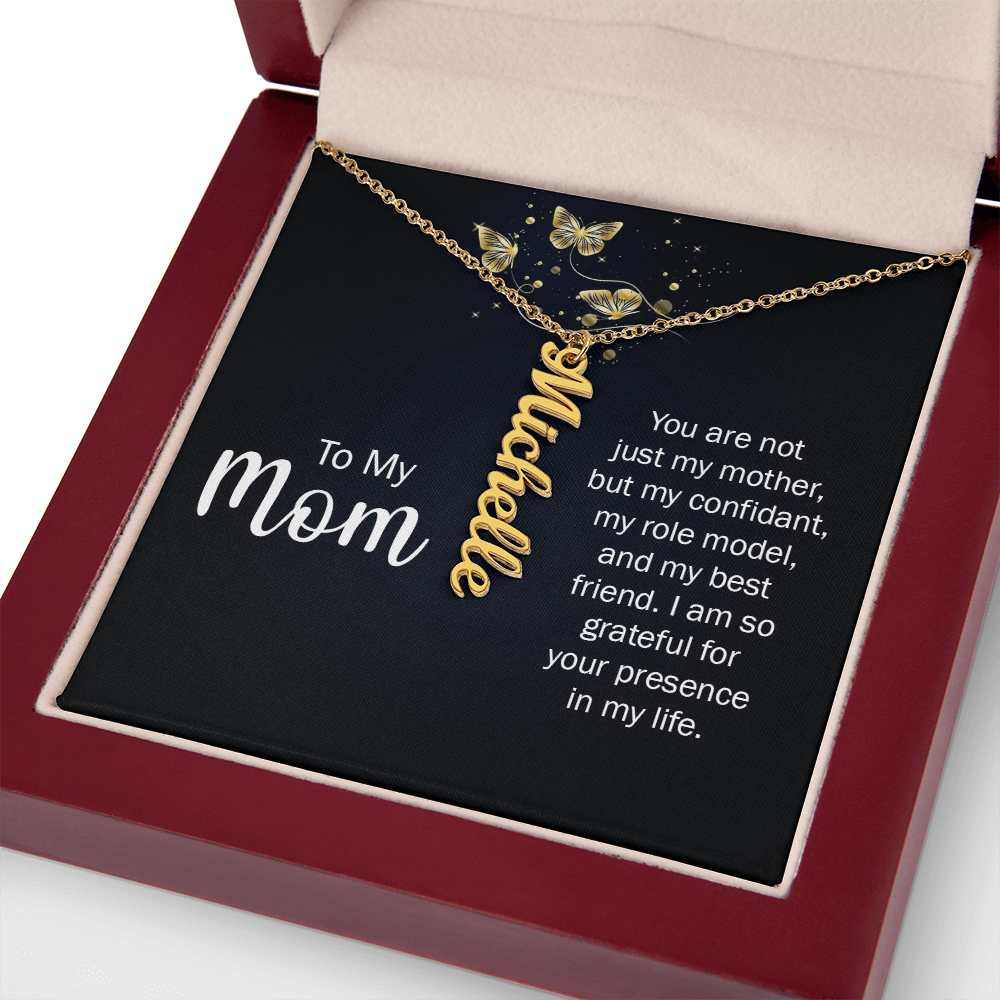 To My Mom, “You're My Confidant, Role Model & Best Friend”, Custom Name Necklace