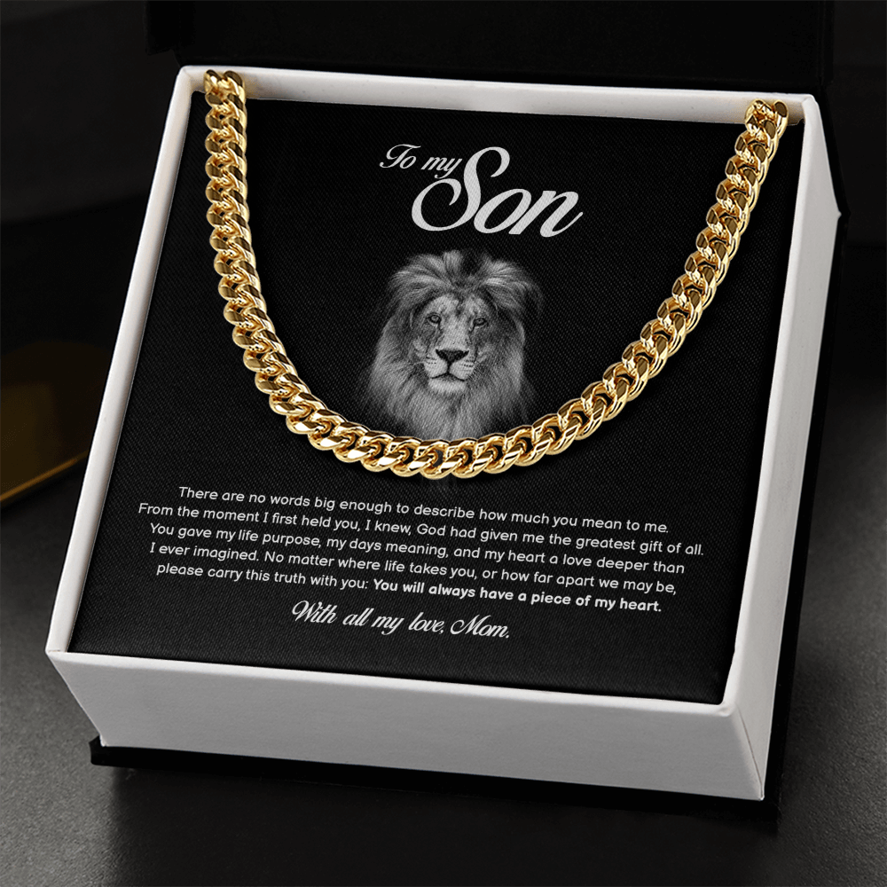 To My Son, You Will Always Have a Piece of My Heart, Cuban Chain, Gift from Mom