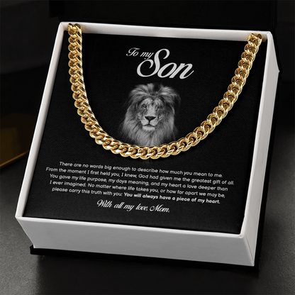 To My Son, You Will Always Have a Piece of My Heart, Cuban Chain, Gift from Mom