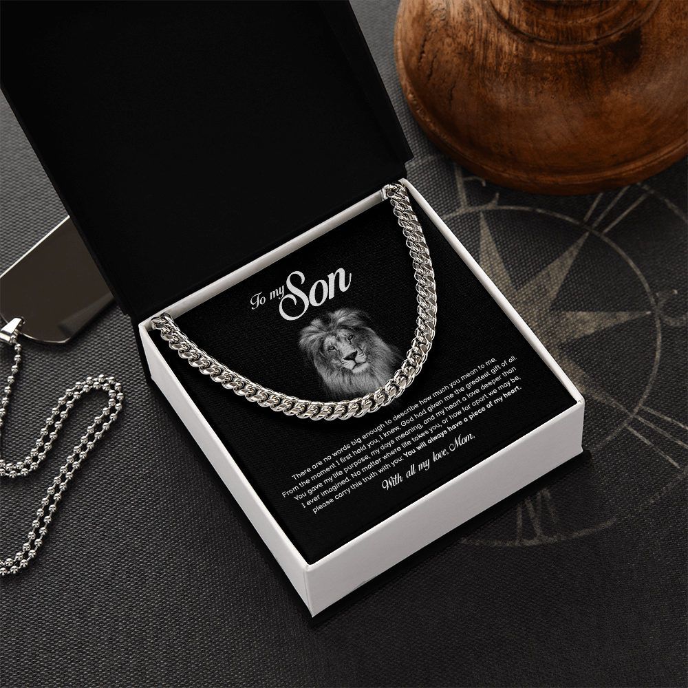 To My Son, You Will Always Have a Piece of My Heart, Cuban Chain, Gift from Mom
