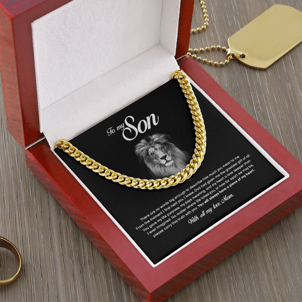 To My Son, You Will Always Have a Piece of My Heart, Cuban Chain, Gift from Mom