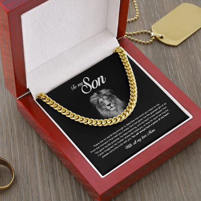 To My Son, You Will Always Have a Piece of My Heart, Cuban Chain, Gift from Mom