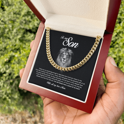 To My Son, You Will Always Have a Piece of My Heart, Cuban Chain, Gift from Mom