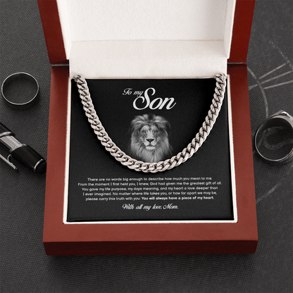 To My Son, You Will Always Have a Piece of My Heart, Cuban Chain, Gift from Mom