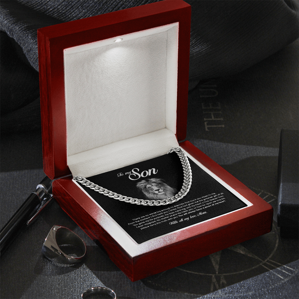 To My Son, You Will Always Have a Piece of My Heart, Cuban Chain, Gift from Mom