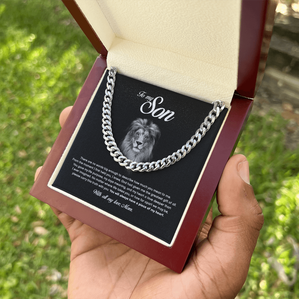 To My Son, You Will Always Have a Piece of My Heart, Cuban Chain, Gift from Mom
