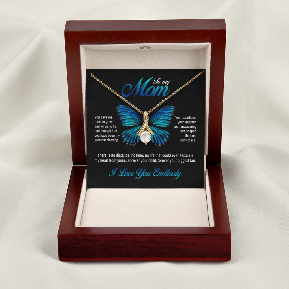 To my Mom, You gave me roots to grow and wings to fly, Alluring Beauty Necklace, Gift from Daughter/Son