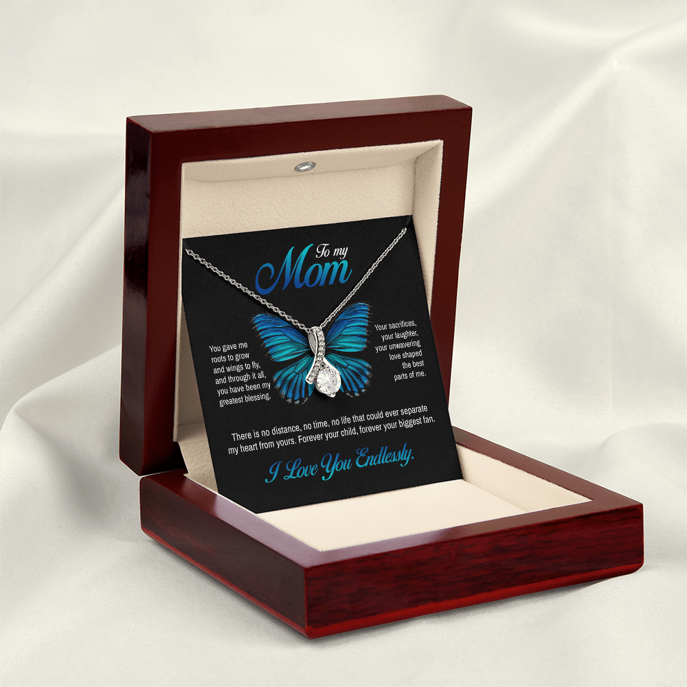 To my Mom, You gave me roots to grow and wings to fly, Alluring Beauty Necklace, Gift from Daughter/Son