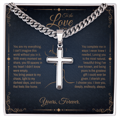 To My Boyfriend/ Soulmate, You fill spaces in my heart, Engraved Cross Necklace, Gift from Girlfriend