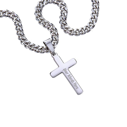 To My Boyfriend/ Soulmate, You fill spaces in my heart, Engraved Cross Necklace, Gift from Girlfriend