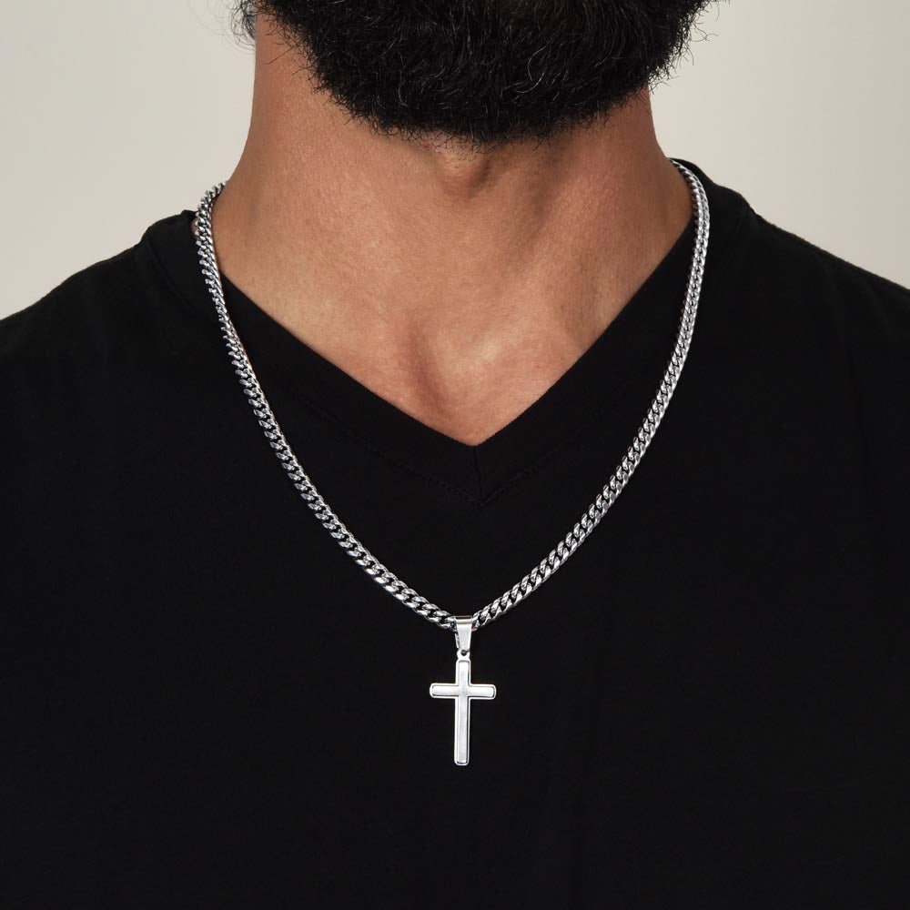 To My Boyfriend/ Soulmate, You fill spaces in my heart, Engraved Cross Necklace, Gift from Girlfriend
