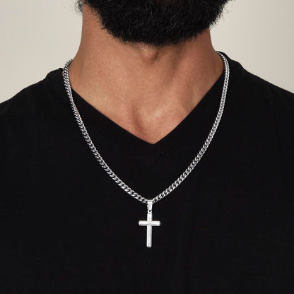 To My Boyfriend/ Soulmate, You fill spaces in my heart, Engraved Cross Necklace, Gift from Girlfriend
