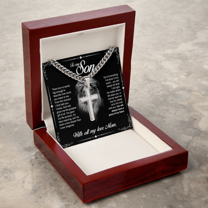 To My Son, You Will Always Have a Piece of My Heart, Engraved Artisan Cross, Gift from Mom