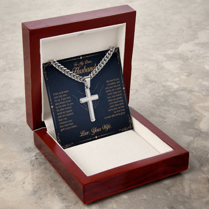 To my Dear Husband, If two souls were ever truly one, It's us, Engraved Artisan Cross, Gift from Wife