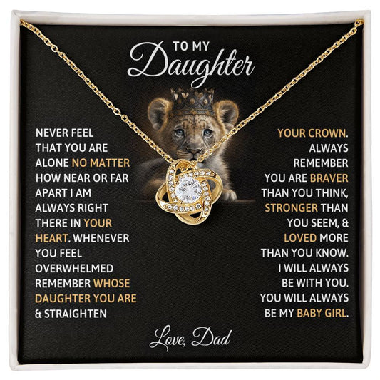 To My Daughter, You Will Always Be My Baby Girls, Love Knot Necklace