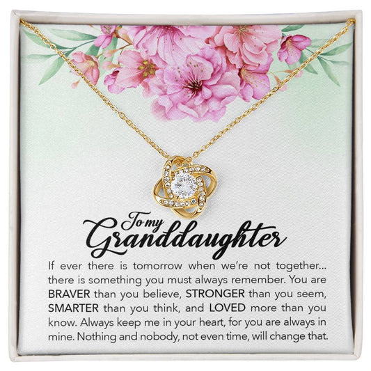 To My Granddaughter, Always Keep Me In Your Heart, Love Knot Necklace, Gift from Grandma/ Grandpa
