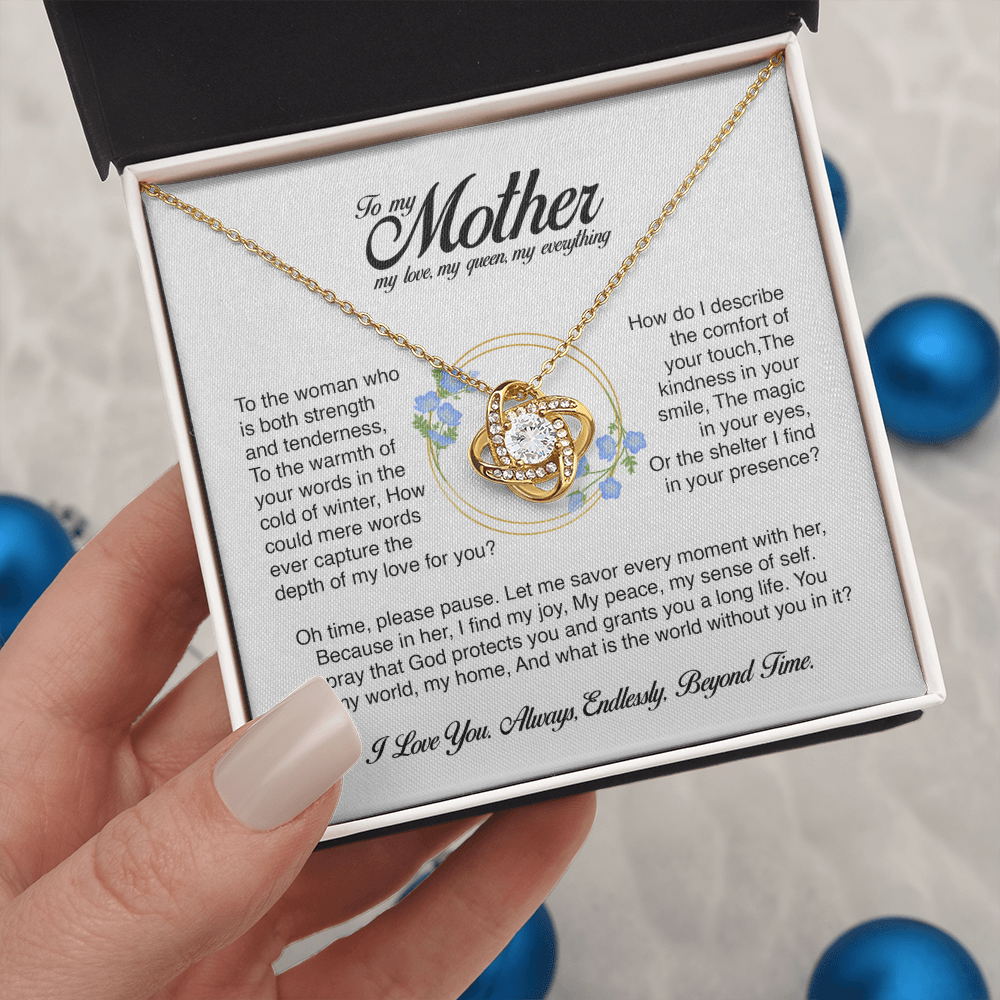 To My Mother, You Are My World, Love Knot Necklace, Gift from Son or Daughter