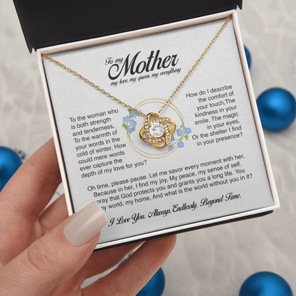 To My Mother, You Are My World, Love Knot Necklace, Gift from Son or Daughter