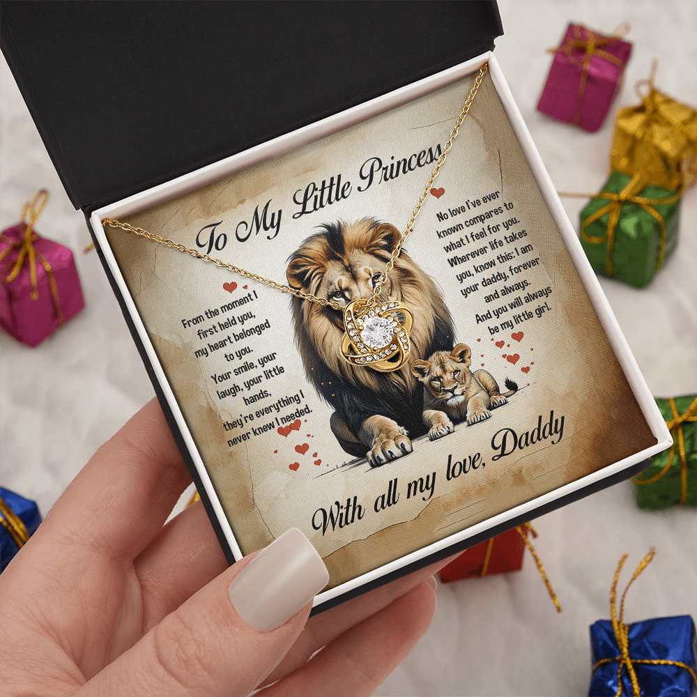 To My Little Princess, You will always be my little girl, Love Knot Necklace, Gift from Dad