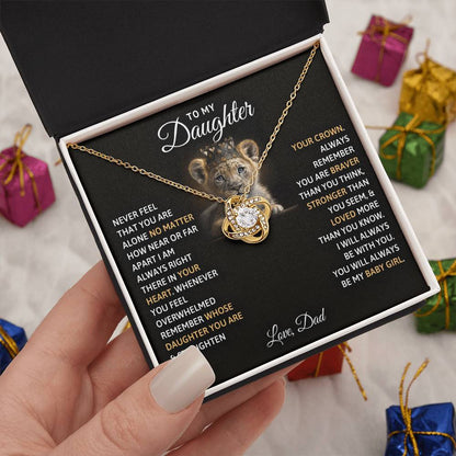 To My Daughter, You Will Always Be My Baby Girls, Love Knot Necklace