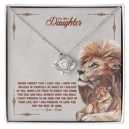 To My Daughter, I Promise To Love You For The Rest Of My Life, Love Knot Necklace, Gift from Dad