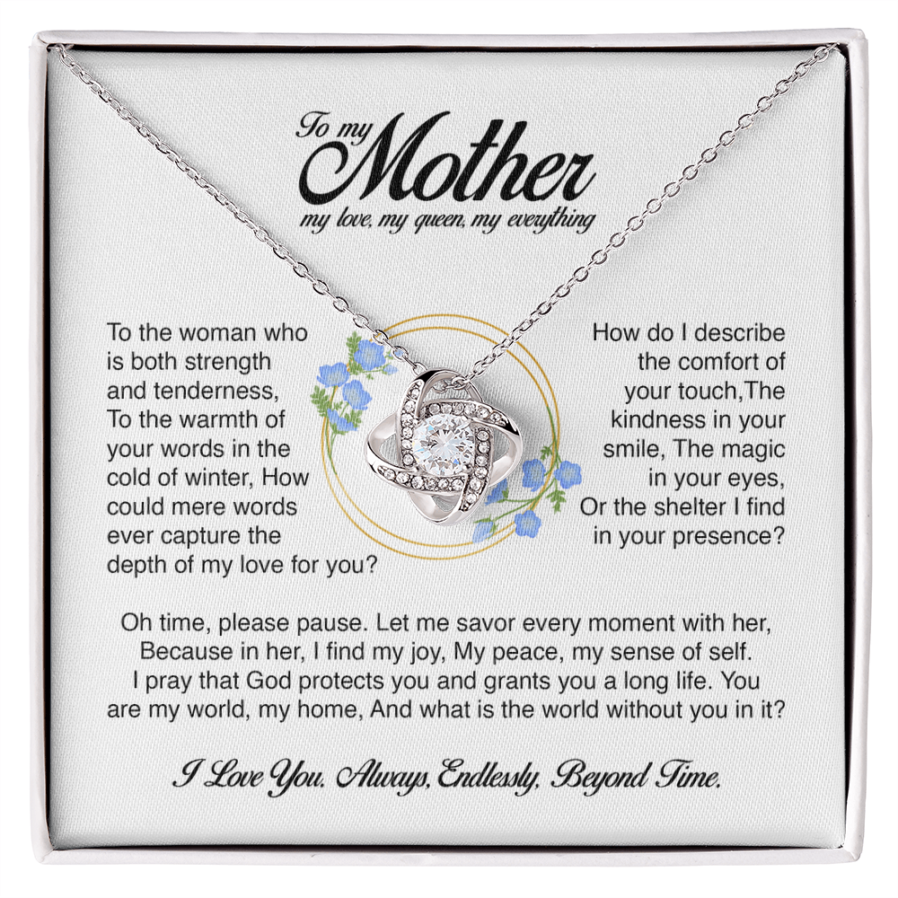 To My Mother, You Are My World, Love Knot Necklace, Gift from Son or Daughter