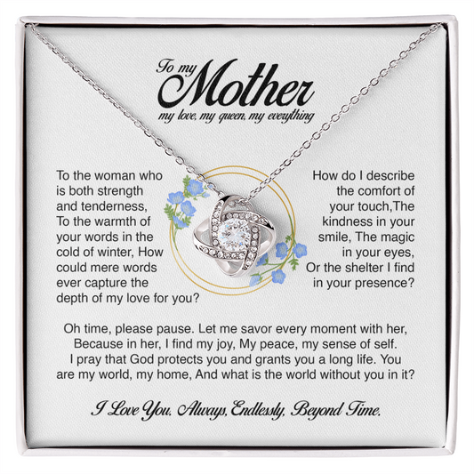 To My Mother, You Are My World, Love Knot Necklace, Gift from Son or Daughter