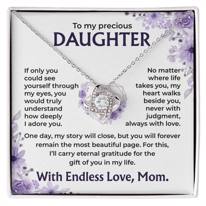 To My Precious Daughter – My Heart Walks Beside You, Always With Love, Necklace, Gift from Mom