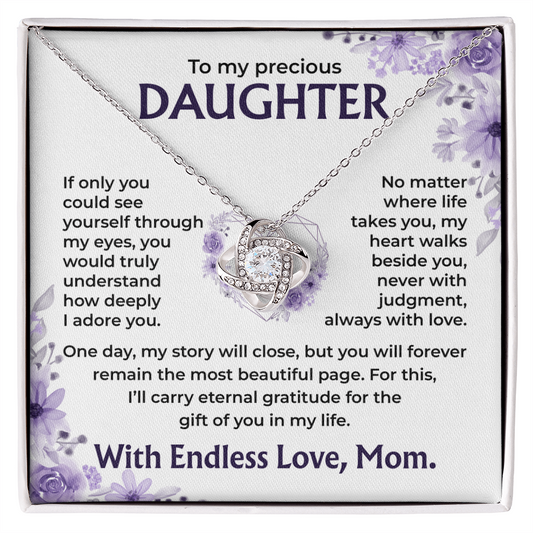 To My Precious Daughter – My Heart Walks Beside You, Always With Love, Necklace, Gift from Mom