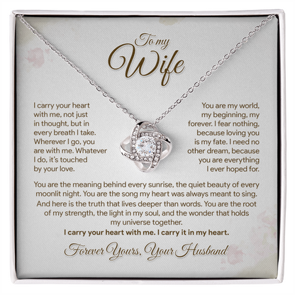 To My Wife, I Carry Your Heart With Me Necklace, Romantic Gift from Husband