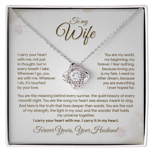 To My Wife, I Carry Your Heart With Me Necklace, Romantic Gift from Husband